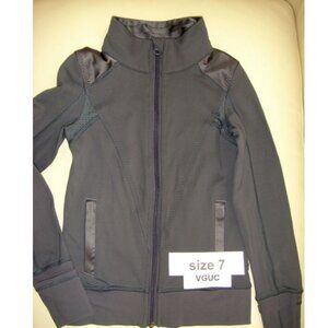 Ivivva by Lululemon🍋True Focus Grey Jacket thumbholes pockets zipper size 7